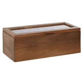 Boîte pour infusions Home ESPRIT Naturel Verre Bois d'acacia 26,5 x 9 x 9 cm