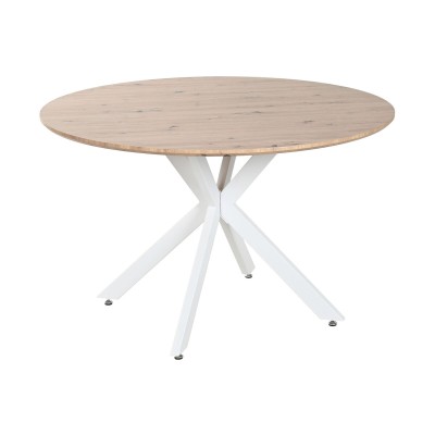 Table de Salle à Manger Home ESPRIT Blanc Marron Fer Bois MDF 120 x 120 x 75 cm