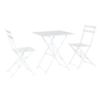Table set with 2 chairs Home ESPRIT White 60 x 60 x 71 cm