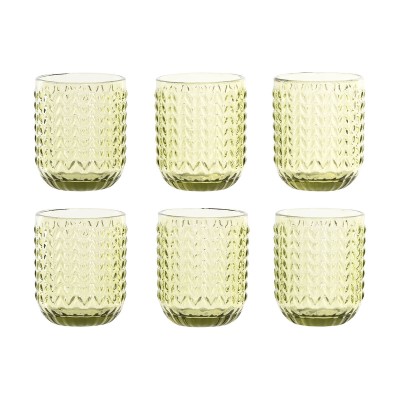 Set de Verres Home ESPRIT Vert Verre Avec relief 275 ml (6 Unités)