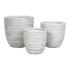 Cache-pot Home ESPRIT Gris Magnésium (3 Pièces)