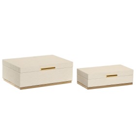 Boîte à bijoux Home ESPRIT Blanc Doré Bois (2 Unités)