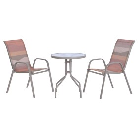 Table set with 2 chairs Home ESPRIT Green Multicolour Crystal Steel 60 x 60 x 70 cm
