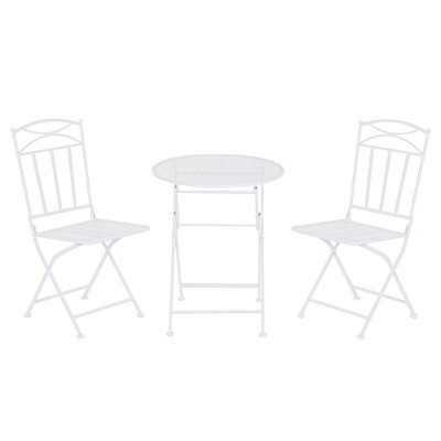 Ensemble Table + 2 Chaises Home ESPRIT Blanc Fer 60 x 60 x 70 cm