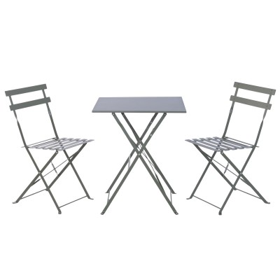 Ensemble Table + 2 Chaises Home ESPRIT Vert Métal 60 x 60 x 71 cm