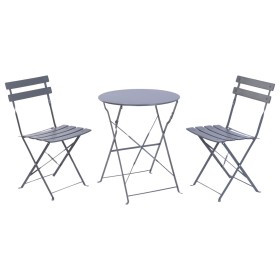 Table set with 2 chairs Home ESPRIT Grey Metal 60 x 60 x 71 cm