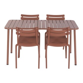 Table set with 4 chairs Home ESPRIT Terracotta polypropylene Iron 140 x 70 x 75 cm