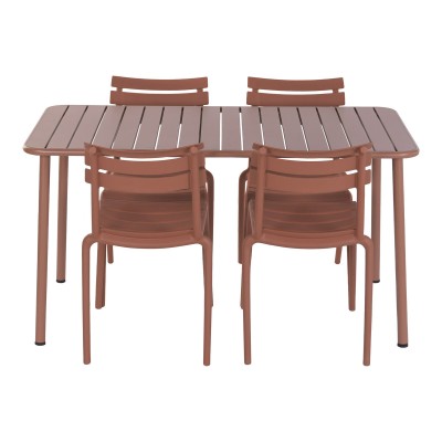 Ensemble Table + 4 Chaises Home ESPRIT Terre cuite polypropylène Fer 140 x 70 x 75 cm