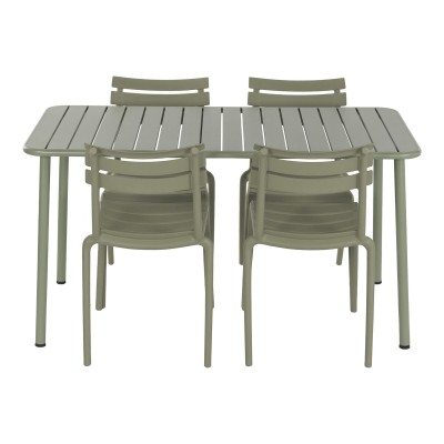 Ensemble Table + 4 Chaises Home ESPRIT Vert polypropylène Fer 140 x 70 x 75 cm