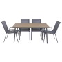 Table set with 6 chairs Home ESPRIT Brown Dark grey Steel Polywood Textilene 150 X 90 X 73 CM