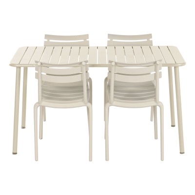 Ensemble Table + 4 Chaises Home ESPRIT Crème polypropylène Fer 140 x 70 x 75 cm