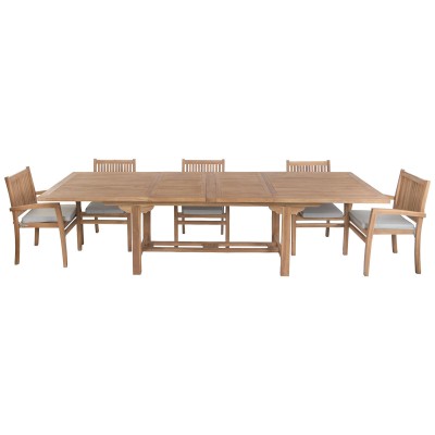 Ensemble Table + Chaises Home ESPRIT Teck 210 X 100 X 76 CM