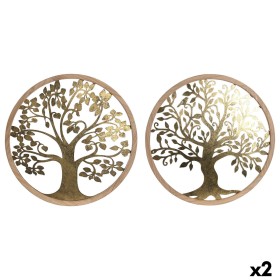 Décoration murale Home ESPRIT Doré Naturel Arbre Cottage 60 x 1,5 x 60 cm (2 Unités)