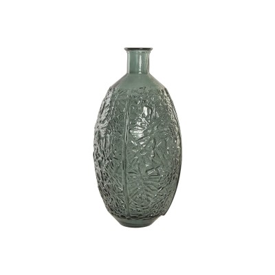Vase Home ESPRIT Vert Cristal recyclé Tropical Feuille d'une plante 29 x 29 x 59 cm