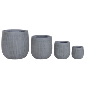 Set de pots de fleurs Home ESPRIT Gris foncé Fibre Magnésium 50 x 50 x 54 cm (4 Unités)