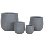 Set de pots de fleurs Home ESPRIT Gris foncé Fibre Magnésium 50 x 50 x 54 cm (4 Unités)