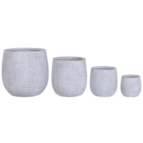 Set de pots de fleurs Home ESPRIT Marron Gris Fibre Magnésium 50 x 50 x 54 cm (4 Unités)