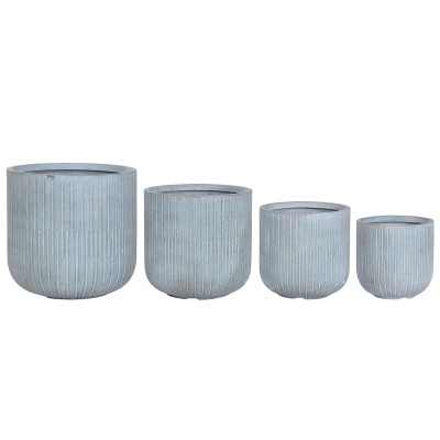 Set de pots de fleurs Home ESPRIT Turquoise Fibre Magnésium 44 x 44 x 43 cm (4 Unités)