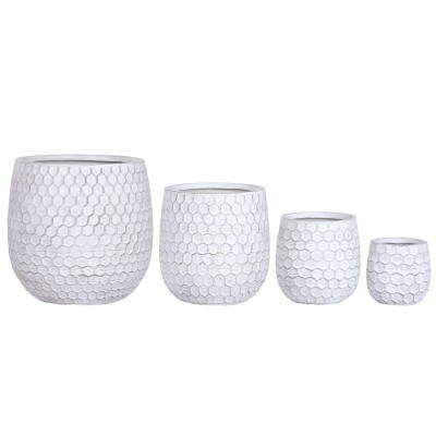 Set de pots de fleurs Home ESPRIT Gris Fibre Magnésium 50 x 50 x 54 cm (4 Unités)