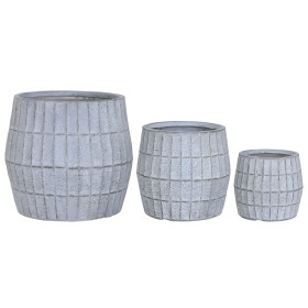 Set de pots de fleurs Home ESPRIT Gris Fibre Magnésium 50 x 50 x 50 cm (3 Pièces)