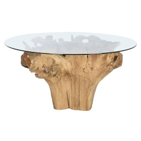 Table de Salle à Manger Home ESPRIT Naturel Bois Verre trempé 160 x 160 x 76 cm