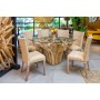 Dining Table Home ESPRIT Natural Wood Tempered Glass 160 x 160 x 76 cm