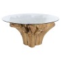 Dining Table Home ESPRIT Natural Wood Tempered Glass 160 x 160 x 76 cm