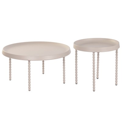 Jeu de 2 tables Home ESPRIT Crème 75 x 75 x 40 cm