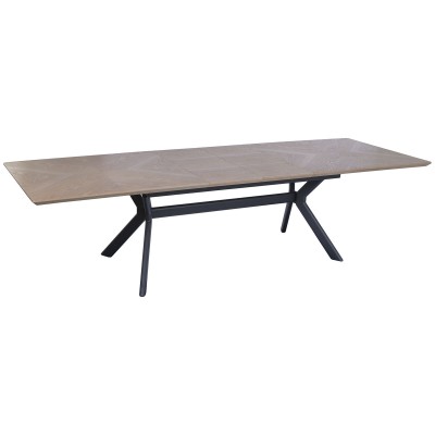 Dining Table Home ESPRIT Brown Black Metal MDF Wood 220 x 100 x 75 cm