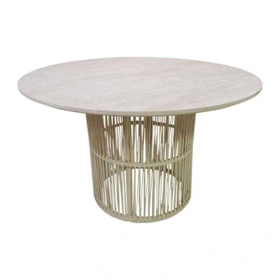 Dining Table Home ESPRIT Rattan MDF Wood 120 x 120 x 75 cm