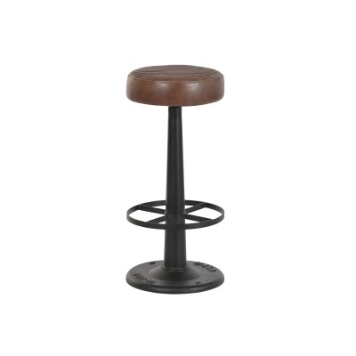 Stool Home ESPRIT Brown Black Leather Iron