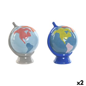 Money box Home ESPRIT Dolomite Globe 14,5 x 13,5 x 19 cm (2 Units)