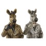 Figurine Décorative Home ESPRIT Doré Argenté Zèbre Loft (2 Unités)