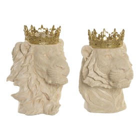 Figurine Décorative Home ESPRIT Blanc Doré Tigre Lion (2 Unités)