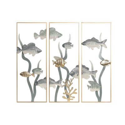 Wall Decoration Home ESPRIT Metal 90 X 3,8 X 80,5 CM (3 Pieces)
