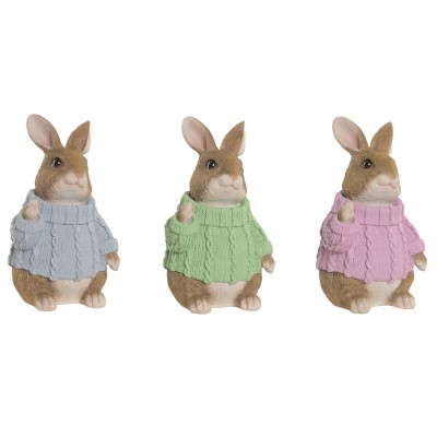 Figurine Décorative Home ESPRIT Multicouleur Lapin Shabby Chic (3 Unités)