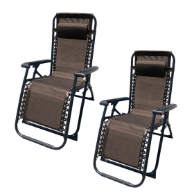 Chaise Transat Pliable de Camping Marbueno Marron 90 x 108 x 66 cm