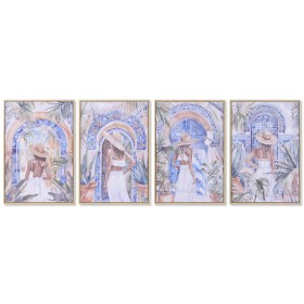 Painting Home ESPRIT Blue White Arab chica (4 Units)