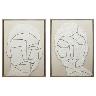 Cadre Home ESPRIT Blanc Beige Scandinave (2 Unités)