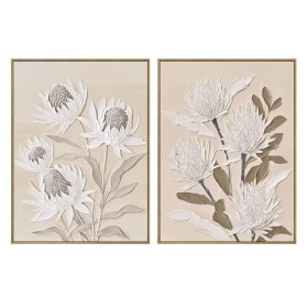 Painting Home ESPRIT White Beige Flowers Traditional (2 Units)