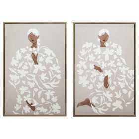 Painting Home ESPRIT White Flowers Scandinavian 60 x 3,8 x 90 cm (2 Units)