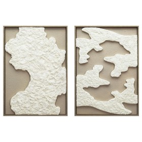 Cadre Home ESPRIT Blanc Beige Abstrait Moderne (2 Unités)