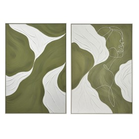Cadre Home ESPRIT Blanc Vert Abstrait Urbaine 80 x 4,3 x 120 cm (2 Unités)