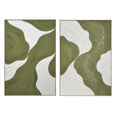 Cadre Home ESPRIT Blanc Vert Abstrait Urbaine 80 x 4,3 x 120 cm (2 Unités)