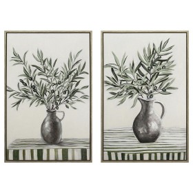 Cadre Home ESPRIT Beige Terre cuite Abstrait Shabby Chic 60 x 3,8 x 90 cm (2 Unités)