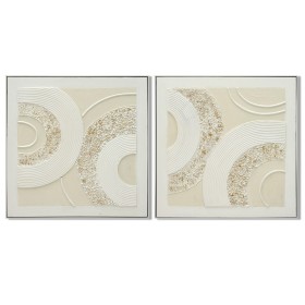 Cadre Home ESPRIT Blanc Beige Abstrait Scandinave 82 x 4,5 x 82 cm (2 Unités)