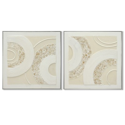Cadre Home ESPRIT Blanc Beige Abstrait Scandinave 82 x 4,5 x 82 cm (2 Unités)