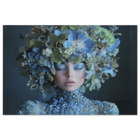 Painting Home ESPRIT Blue Green Lady 120 x 0,4 x 80 cm