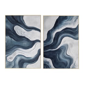 Painting Home ESPRIT Blue White Abstract Modern 82,5 x 4,5 x 122,5 cm (2 Units)