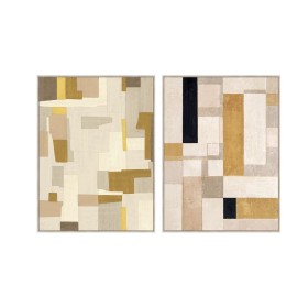 Cadre Home ESPRIT Jaune Beige Avec relief Urbaine 90 x 4 x 120 cm (2 Unités)